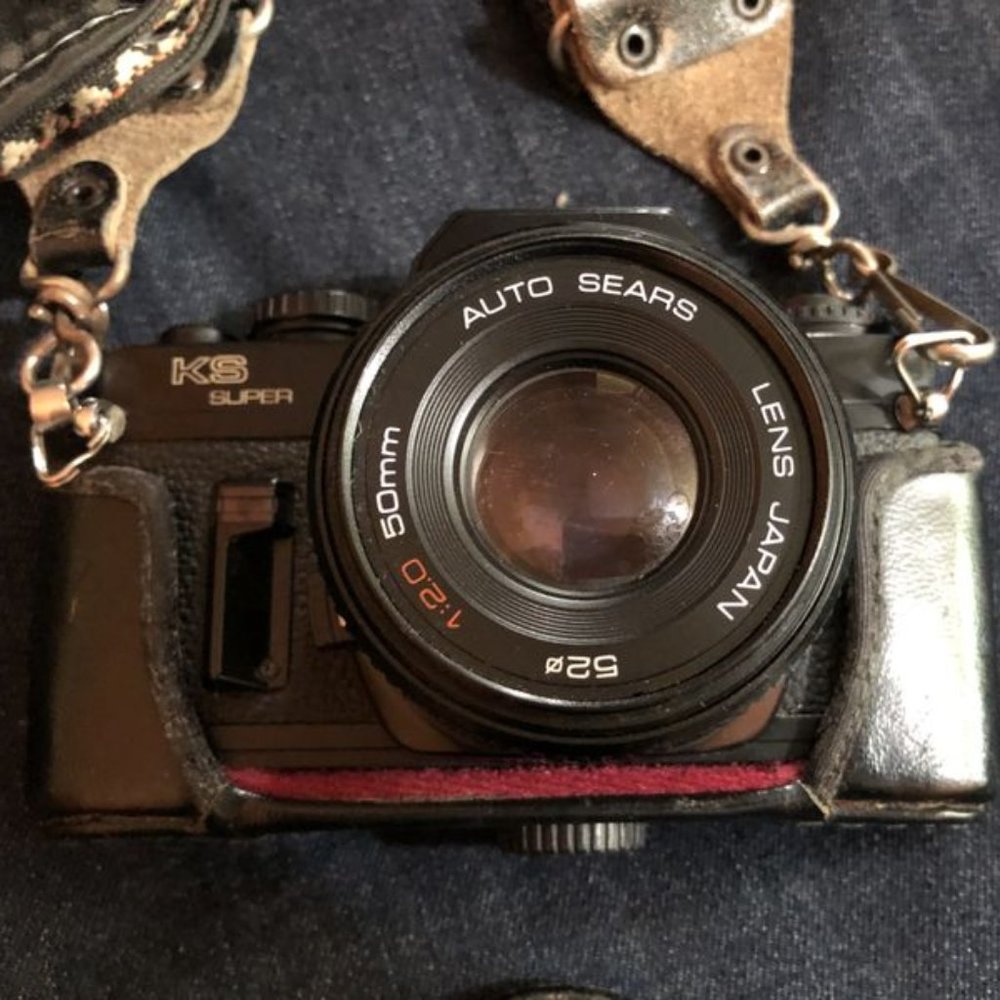 Sears KS Super 355mm SLR camera with accessories